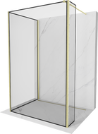 Mexen Kioto pršni zid Walk-in 140 x 110 x 40 cm, črni okvir, zlato brušen - 800-140-110-221-55-70-040
