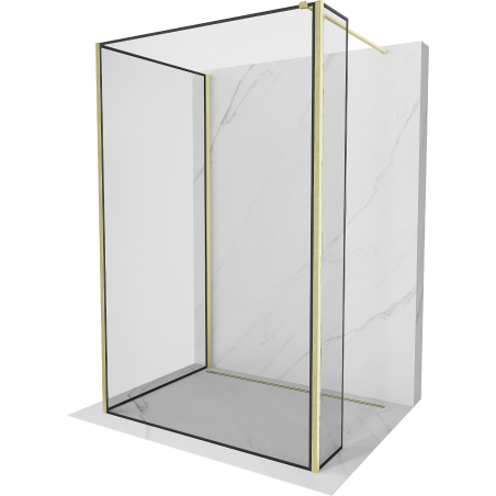 Mexen Kioto paroi de douche Walk-in 140 x 120 x 40 cm, motif noir, finition dorée - 800-140-120-221-55-70-040