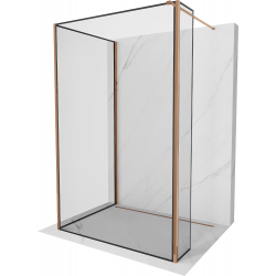 Mexen Kioto ścianka prysznicowa Walk-in 120 x 70 x 30 cm, czarny wzór, różowe złoto - 800-120-070-221-60-70-030