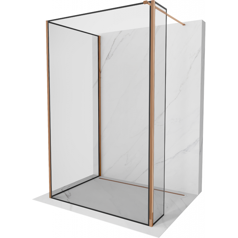 Mexen Kioto parete doccia Walk-in 100 x 90 x 30 cm, cornice nera, oro rosa - 800-100-090-221-60-70-030