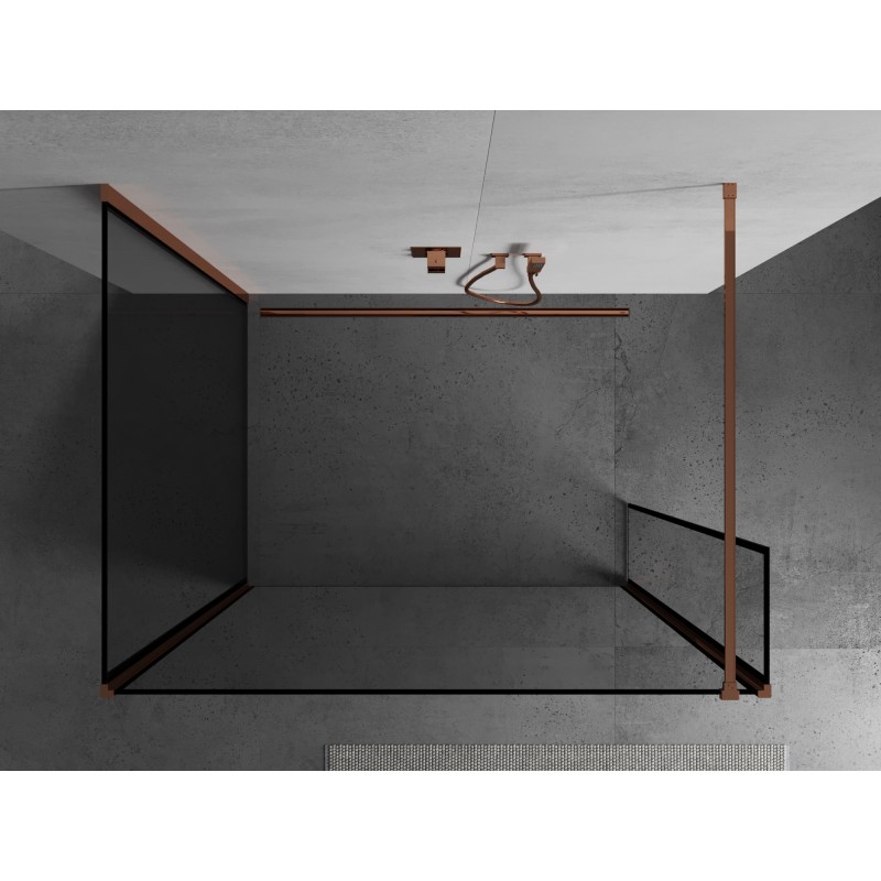 Mexen Kioto Walk-in Buedwand 90 x 90 x 30 cm, schwaarz Kader, rose Goud - 800-090-090-221-60-70-030