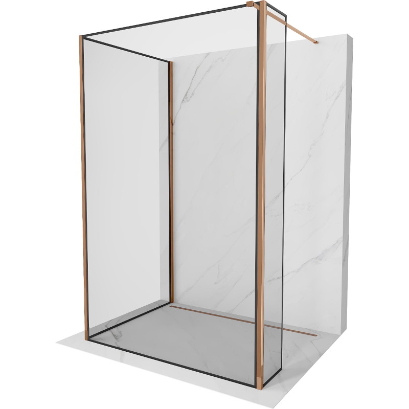 Mexen Kioto dušisein Walk-in 140 x 100 x 30 cm, must raam, roosa kuld - 800-140-100-221-60-70-030