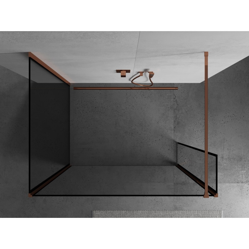 Mexen Kioto dušisein Walk-in 140 x 100 x 30 cm, must raam, roosa kuld - 800-140-100-221-60-70-030