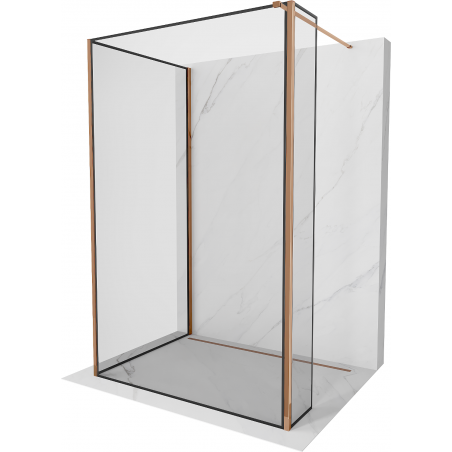 Mexen Kioto parede de chuveiro Walk-in 110 x 90 x 40 cm, moldura preta, ouro rosa - 800-110-090-221-60-70-040