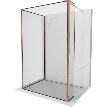 Mexen Kioto ścianka prysznicowa Walk-in 130 x 80 x 40 cm, czarna ramka, różowe złoto - 800-130-080-221-60-70-040