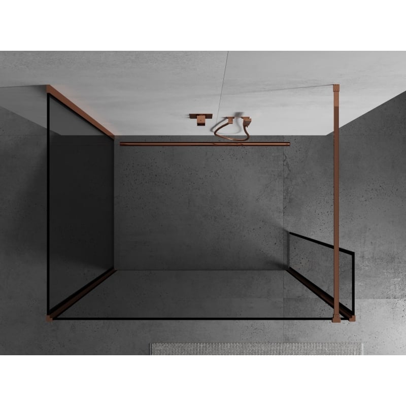 Mexen Kioto ścianka prysznicowa Walk-in 140 x 80 x 40 cm, czarna ramka, różowe złoto - 800-140-080-221-60-70-040