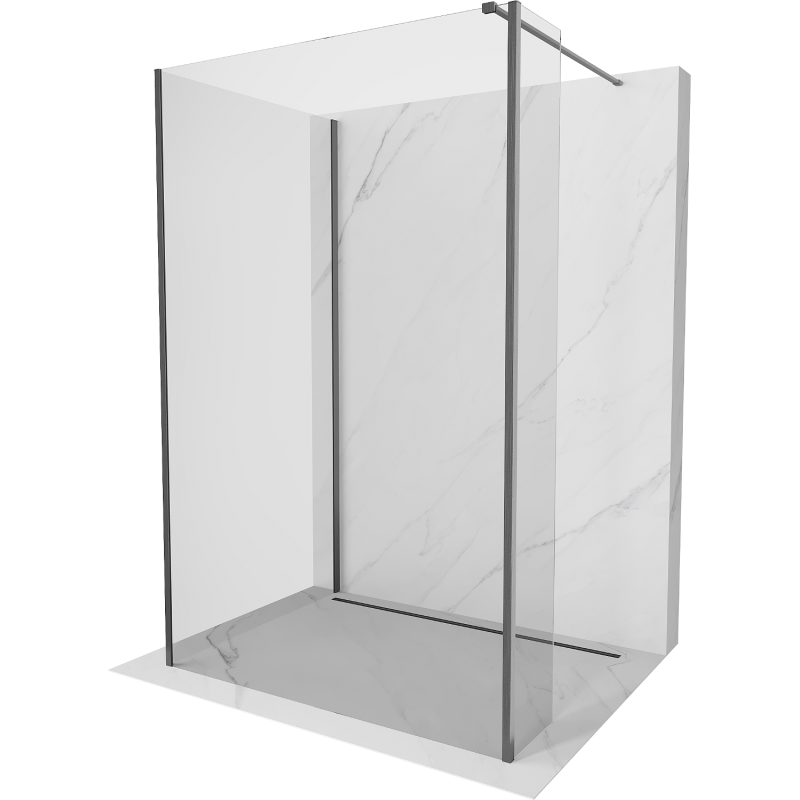 Mexen Kioto parede de duche Walk-in 110 x 75 x 40 cm, transparente, cinza escovado - 800-110-075-221-66-00-040