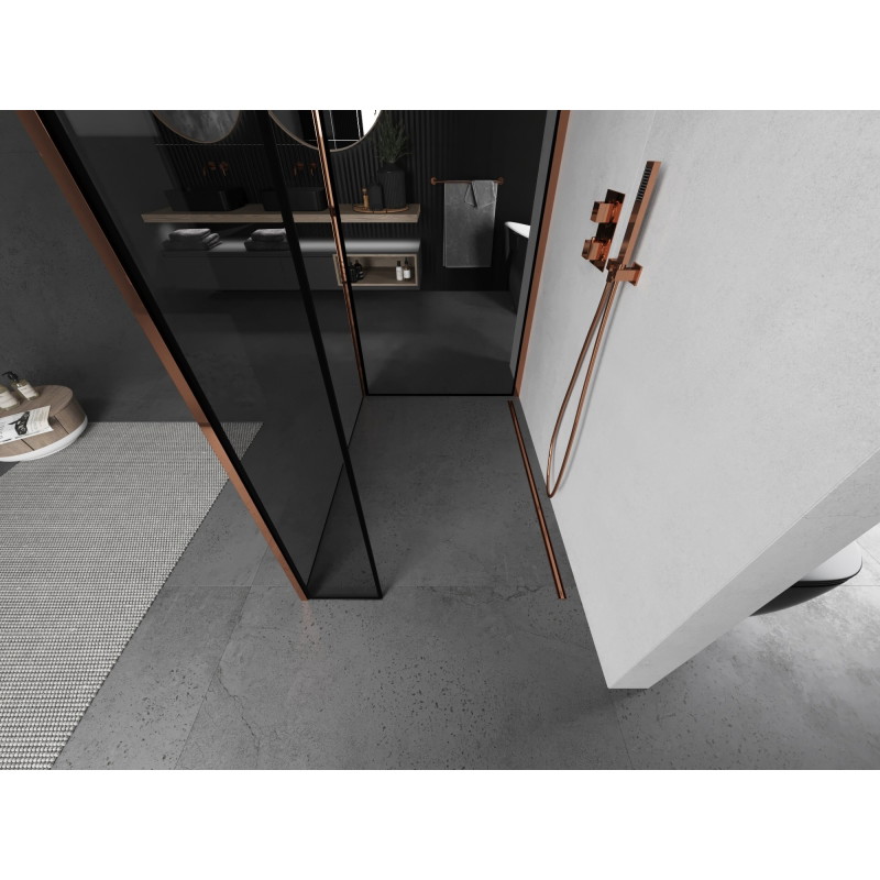 Mexen Kioto dušisein Walk-in 130 x 70 x 40 cm, must raam, roosa kuld - 800-130-070-221-60-70-040