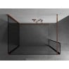 Mexen Kioto Walk-in Shower Wall 130 x 100 x 40 cm, Black Frame, Rose Gold - 800-130-100-221-60-70-040