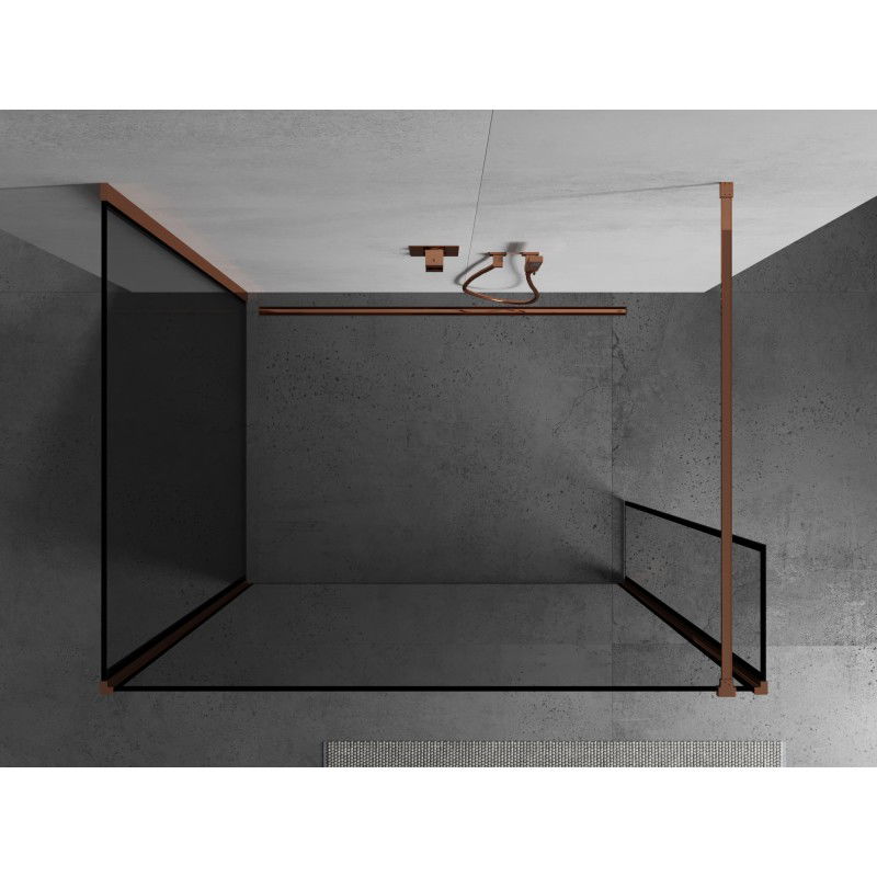 Mexen Kioto parede de chuveiro Walk-in 100 x 100 x 40 cm, moldura preta, ouro rosa - 800-100-100-221-60-70-040