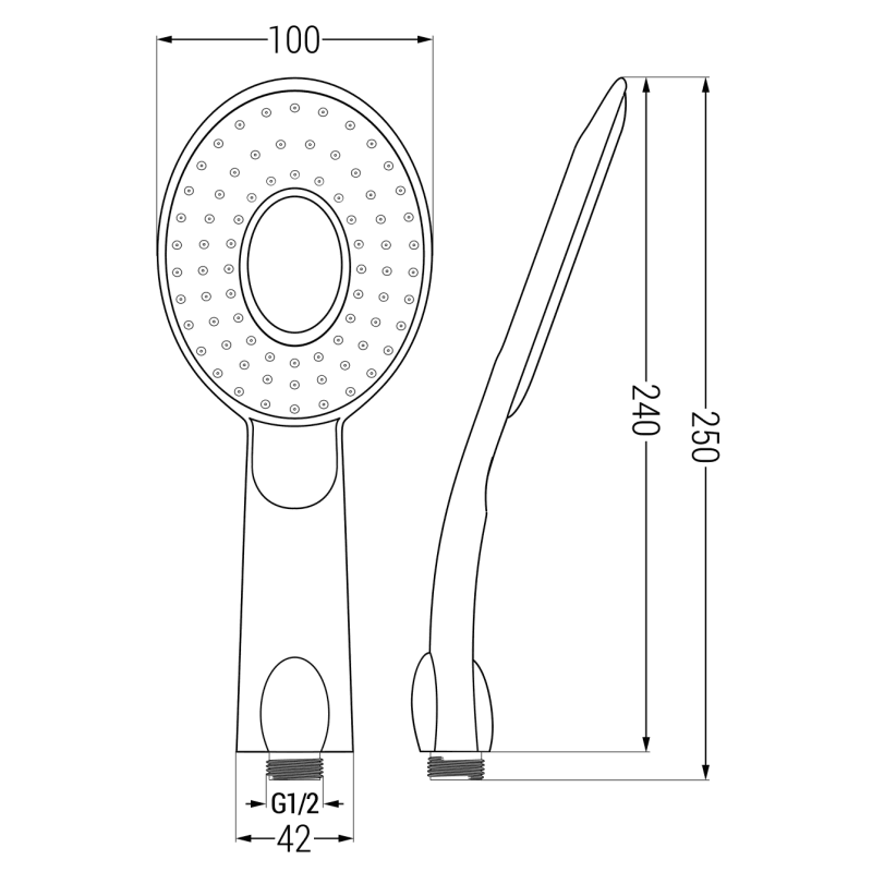 Mexen R-73 1-function shower head, black - 79573-70