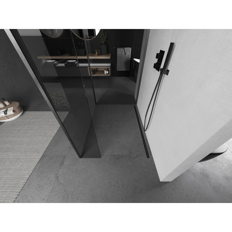 Mexen Kioto tuš stijena Walk-in 110 x 105 x 40 cm, prozirna, brušeno sivo - 800-110-105-221-66-00-040