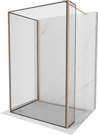 Mexen Kioto dušas siena Walk-in 110 x 100 x 30 cm, melns rāmis, matēts varš - 800-110-100-221-65-70-030