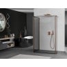 Mexen Kioto ścianka prysznicowa Walk-in 100 x 100 x 30 cm, czarna ramka, miedź szczotkowana - 800-100-100-221-65-70-030
