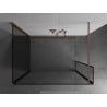 Mexen Kioto Duschwand Walk-in 140 x 100 x 30 cm, schwarzer Rahmen, gebürstetes Kupfer - 800-140-100-221-65-70-030