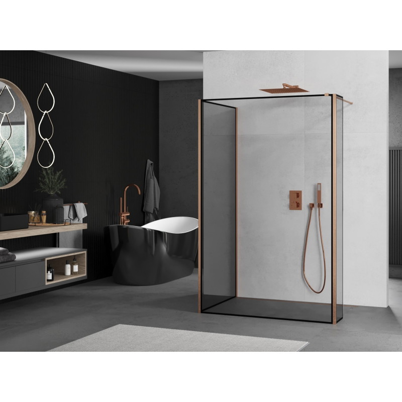 Mexen Kioto dušisein Walk-in 110 x 80 x 40 cm, must raam, harjatud vask - 800-110-080-221-65-70-040