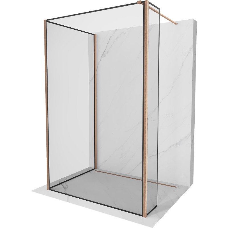 Mexen Kioto dušisein Walk-in 140 x 90 x 40 cm, must raam, harjatud vask - 800-140-090-221-65-70-040