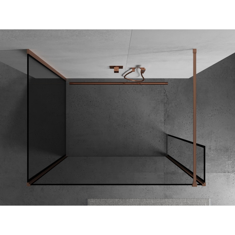 Mexen Kioto dušisein Walk-in 140 x 90 x 40 cm, must raam, harjatud vask - 800-140-090-221-65-70-040