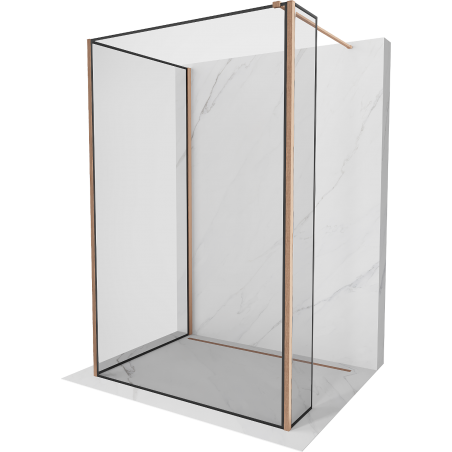 Mexen Kioto Duschwand Walk-in 140 x 100 x 40 cm, schwarzer Rahmen, gebürstetes Kupfer - 800-140-100-221-65-70-040