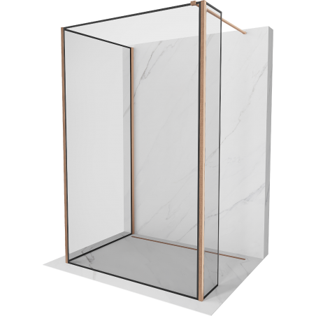 Mexen Kioto Duschabtrennung Walk-in 140 x 110 x 40 cm, schwarzer Rahmen, gebürstetes Kupfer - 800-140-110-221-65-70-040