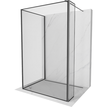 Mexen Kioto Walk-in shower wall 120 x 80 x 30 cm, black frame, gun gray brushed - 800-120-080-221-66-70-030