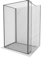 Mexen Kioto Dušas siena Walk-in 100 x 80 x 30 cm, melns rāmis, gun gray matēts - 800-100-080-221-66-70-030