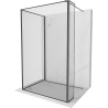 Mexen Kioto ścianka prysznicowa Walk-in 140 x 90 x 40 cm, czarna ramka, gun gray szczotkowany - 800-140-090-221-66-70-040