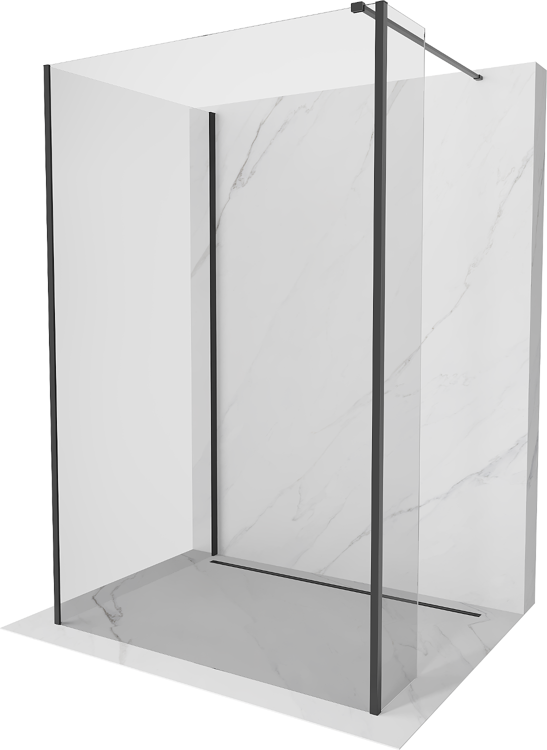 Mexen Kioto ścianka prysznicowa Walk-in 120 x 75 x 30 cm, transparent, czarna - 800-120-075-221-70-00-030