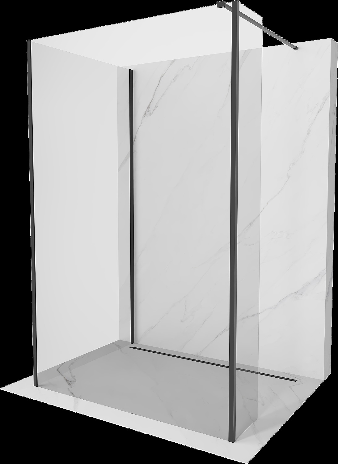 Mexen Kioto ścianka prysznicowa Walk-in 140 x 75 x 30 cm, transparent, czarna - 800-140-075-221-70-00-030