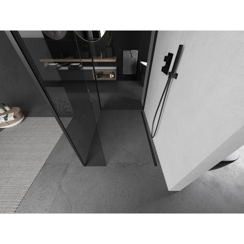 Mexen Kioto dušisein Walk-in 120 x 80 x 30 cm, läbipaistev, must - 800-120-080-221-70-00-030