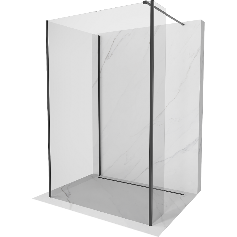 Mexen Kioto parede de chuveiro Walk-in 110 x 85 x 30 cm, transparente, preta - 800-110-085-221-70-00-030