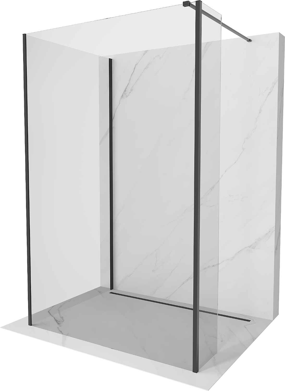 Mexen Kioto ścianka prysznicowa Walk-in 120 x 85 x 30 cm, transparent, czarna - 800-120-085-221-70-00-030