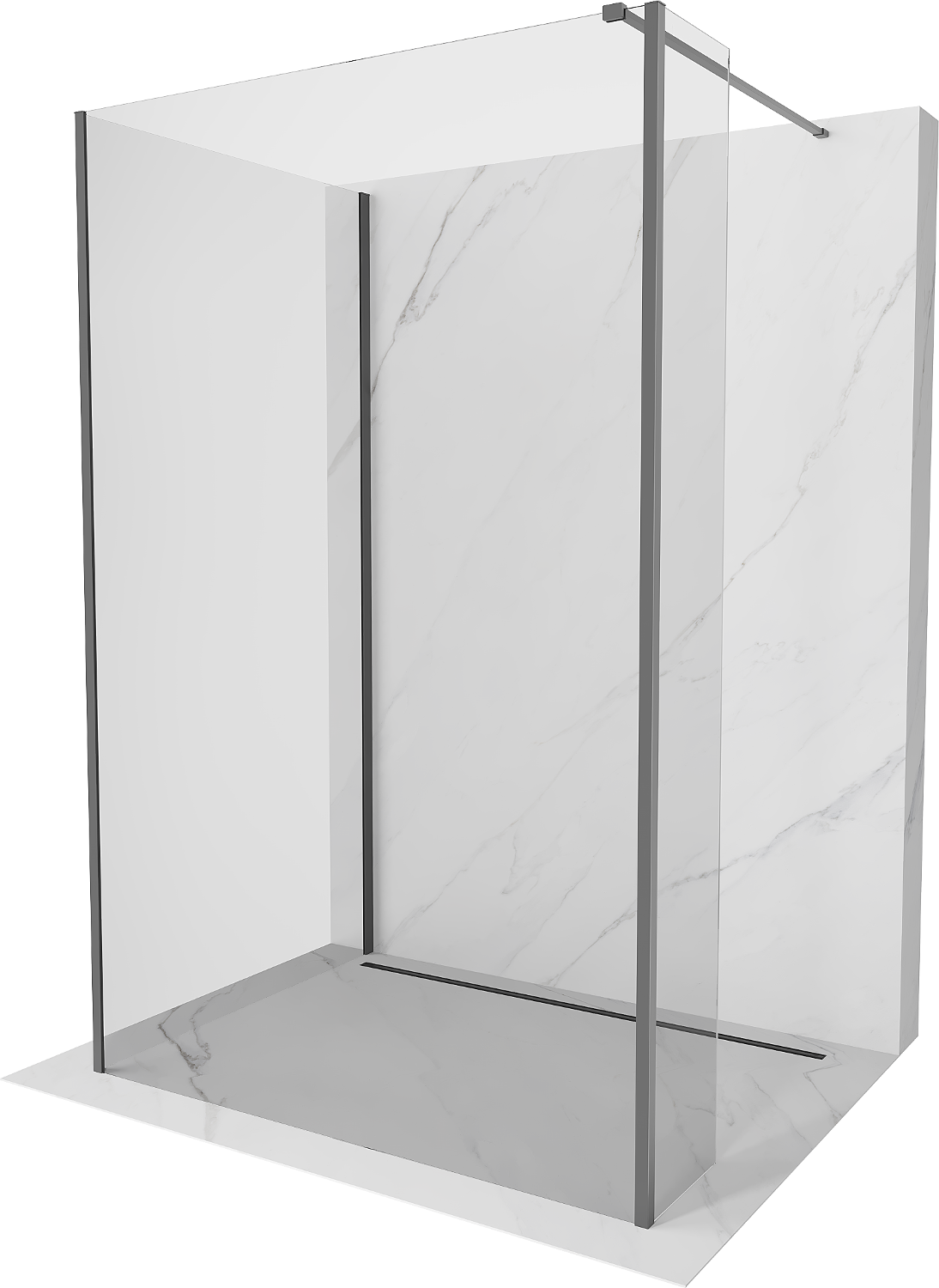 Mexen Kioto ścianka prysznicowa Walk-in 120 x 75 x 30 cm, transparent, gun metal - 800-120-075-221-95-00-030