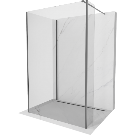 Mexen Kioto parete doccia Walk-in 125 x 80 x 30 cm, trasparente, gun metal - 800-125-080-221-95-00-030
