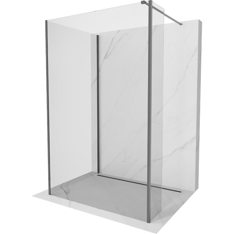 Mexen Kioto mampara de ducha Walk-in 90 x 85 x 30 cm, transparente, metal de arma - 800-090-085-221-95-00-030