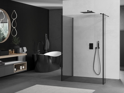Mexen Kioto Tuš pregrada Walk-in 140 x 90 x 40 cm, prozirna, crna - 800-140-090-221-70-00-040