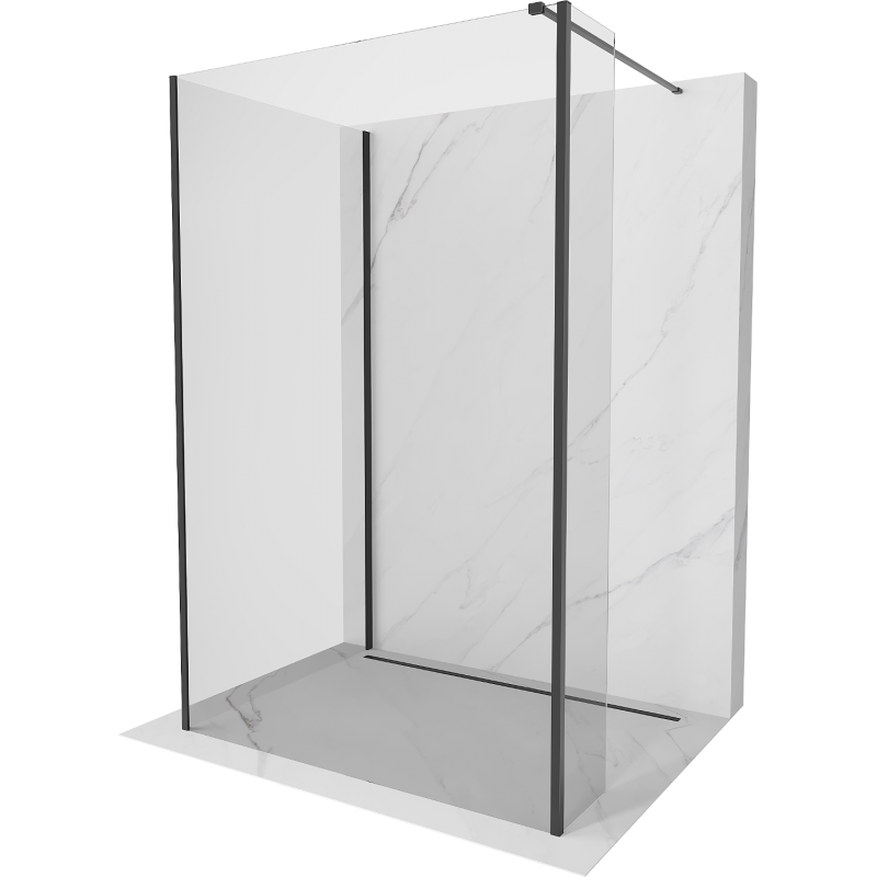 Mexen Kioto Duschwand Walk-in 130 x 110 x 40 cm, transparent, schwarz - 800-130-110-221-70-00-040