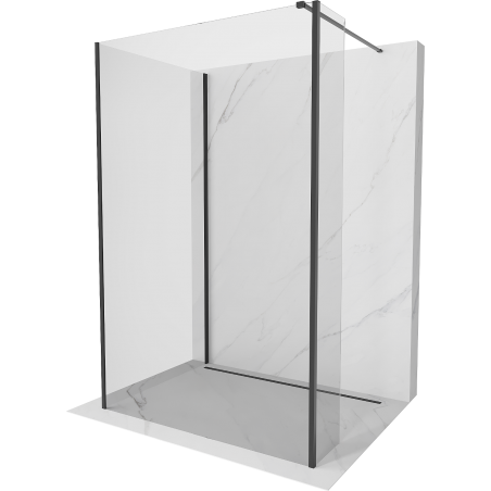 Mexen Kioto Walk-in Shower Wall 130 x 115 x 40 cm, Transparent, Black - 800-130-115-221-70-00-040