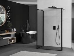 Mexen Kioto Walk-in tuš stena 120 x 70 x 30 cm, črn okvir, črna - 800-120-070-221-70-70-030