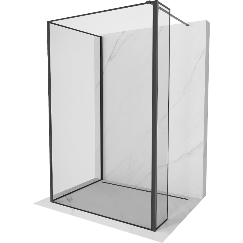 Mexen Kioto Duschvägg Walk-in 110 x 90 x 30 cm, svart ram, svart - 800-110-090-221-70-70-030