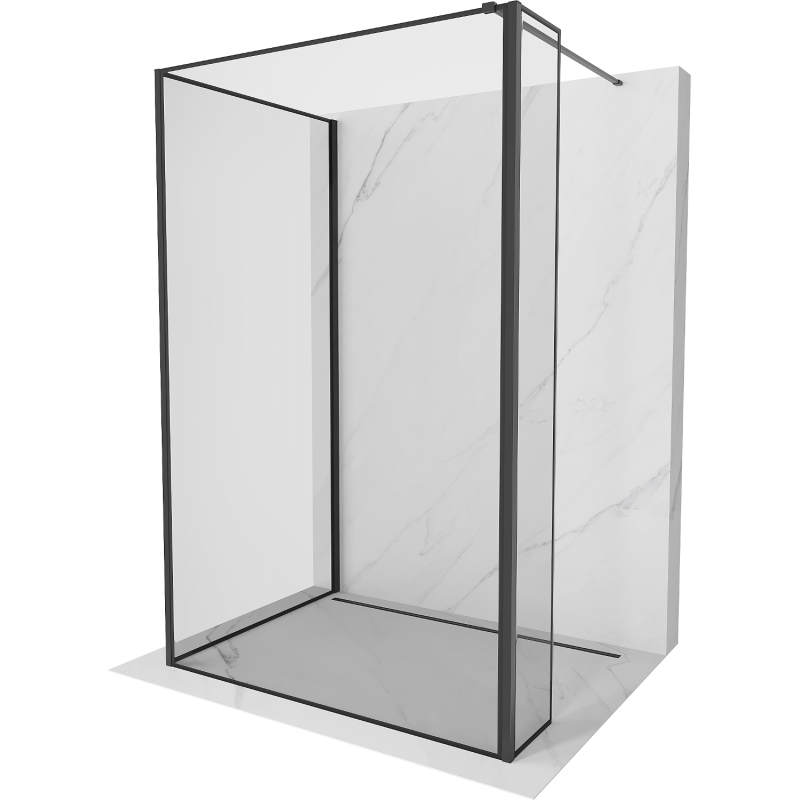 Mexen Kioto Walk-in shower wall 110 x 110 x 30 cm, black frame, black - 800-110-110-221-70-70-030