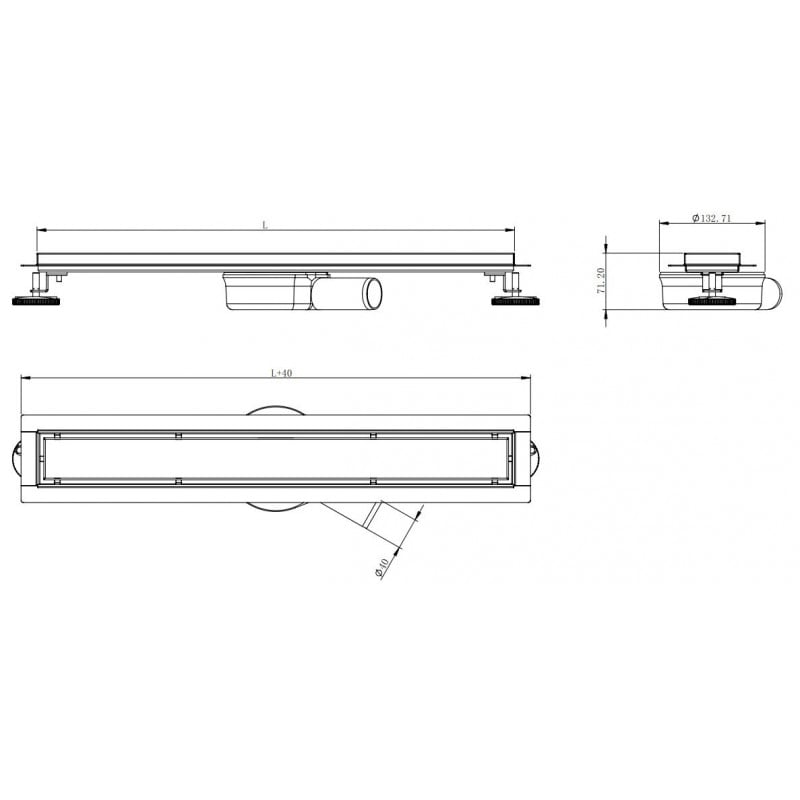 Mexen Flat 360° M33 siphon linéaire rotatif 70 cm, inox - 1033070-40