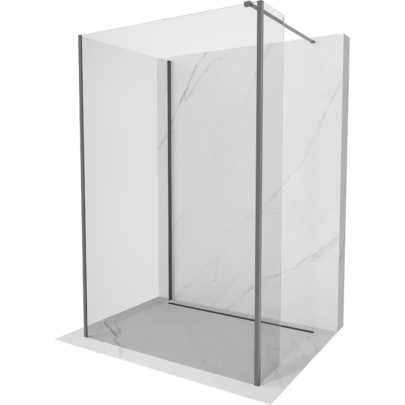 Mexen Kioto Tuš zid Walk-in 110 x 100 x 40 cm, transparentan, gun metal - 800-110-100-221-95-00-040
