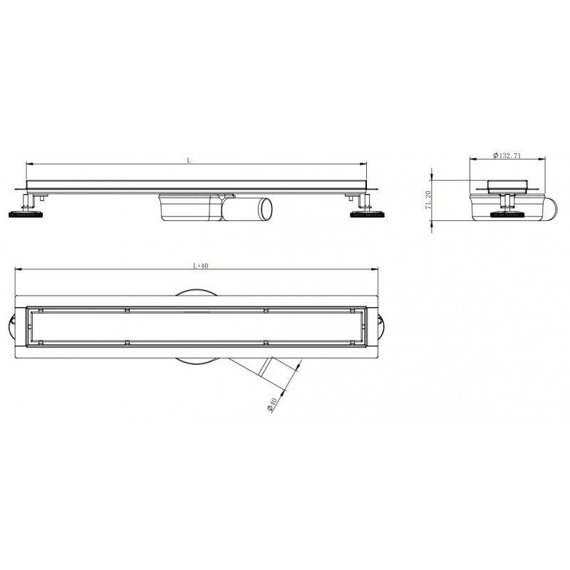Mexen Flat 360° M33 drehbarer Rinnenablauf 100 cm, Inox - 1033100-40