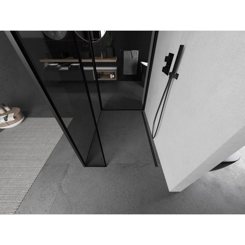 Mexen Kioto dušisein Walk-in 90 x 90 x 40 cm, must raam, must - 800-090-090-221-70-70-040
