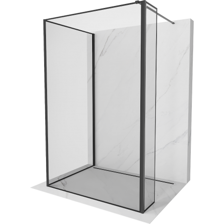 Mexen Kioto Duschwand Walk-in 130 x 90 x 40 cm, schwarzer Rahmen, schwarz - 800-130-090-221-70-70-040