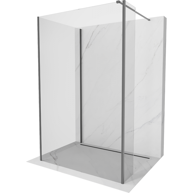 Mexen Kioto Parede de duche Walk-in 140 x 100 x 40 cm, transparente, metal standard - 800-140-100-221-95-00-040