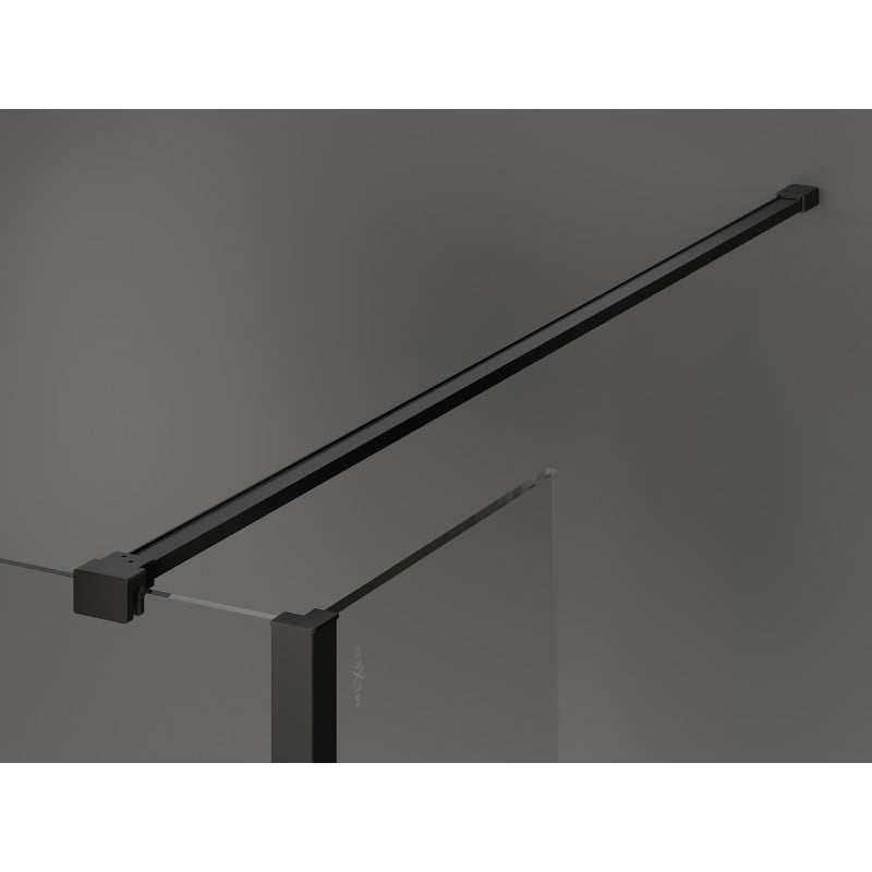 Mexen Kioto Walk-in Shower Wall 130 x 100 x 40 cm, Black Frame, Black - 800-130-100-221-70-70-040