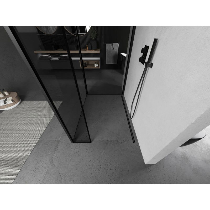 Mexen Kioto ντουζιέρα Walk-in 110 x 100 x 40 cm, μαύρο πλαίσιο, μαύρο - 800-110-100-221-70-70-040