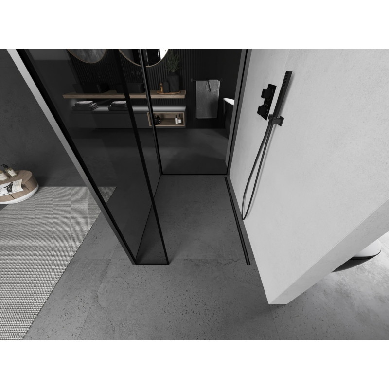 Mexen Kioto dušisein Walk-in 120 x 70 x 30 cm, must raam, gun metal - 800-120-070-221-95-70-030